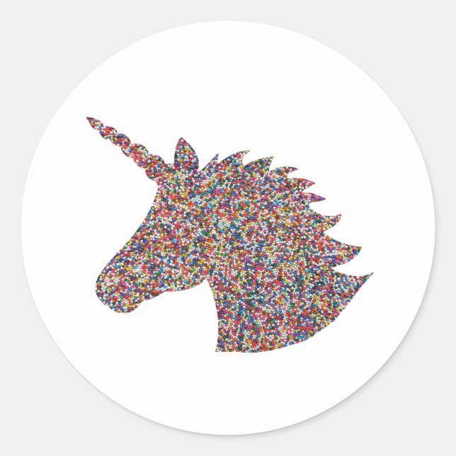 Pegatina Redonda Unicornio rompe Pegatinas de Fiestas de cumpleaños (Anverso)