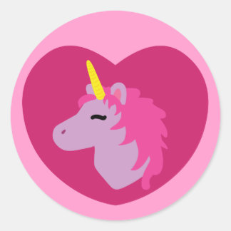 Pegatina Redonda Unicornio rosa