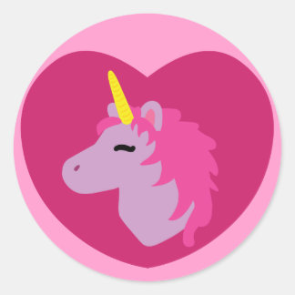 Pegatina Redonda Unicornio rosa