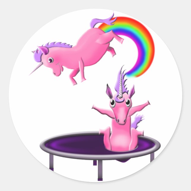 Pegatina Redonda unicornio tramposo (Anverso)
