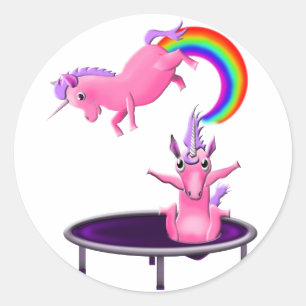 Pegatina Redonda unicornio tramposo