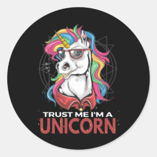 Pegatina Redonda Unicornio Unicornio Gafas de sol de unicornio Arco