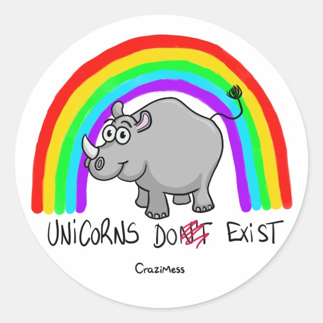 Pegatina Redonda Unicorns do exist (Anverso)