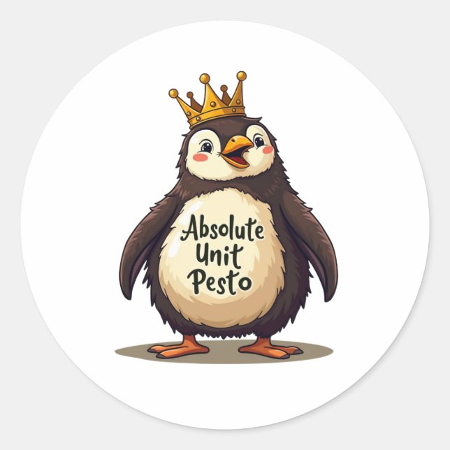 Pegatina Redonda Unidad Absoluta Pesto - El Rey Pingüino (Anverso)