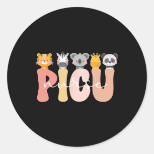 Pegatina Redonda Unidad Cute Picu de Atención Intensiva Pediátrica