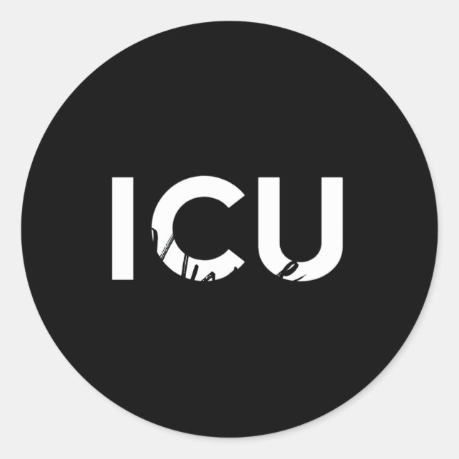 Pegatina Redonda Unidad De Atención Intensiva De Enfermeras De Icu (Anverso)