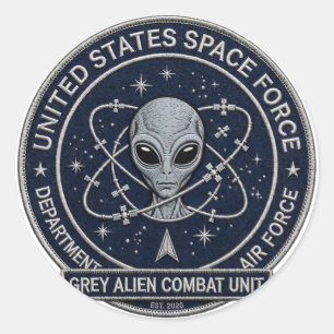 Pegatina Redonda Unidad de Combate de Alien Gris