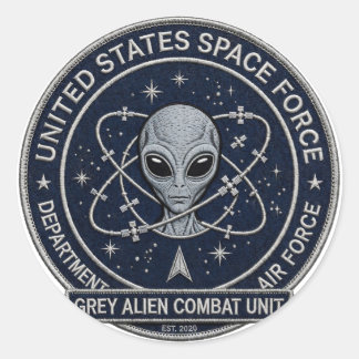 Pegatina Redonda Unidad de Combate de Alien Gris