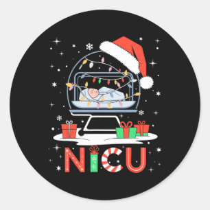 Pegatina Redonda Unidad de Cuidados Intensivos Neonatales Navidad D