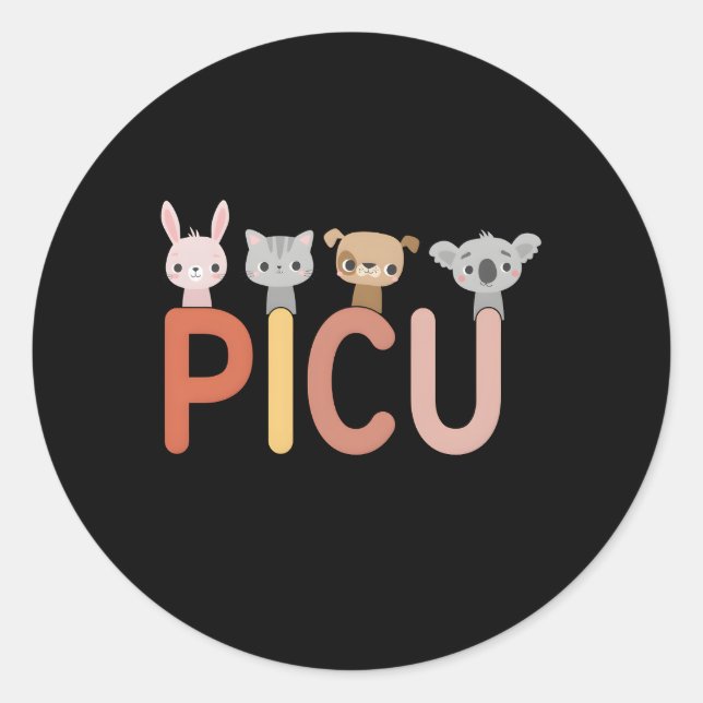 Pegatina Redonda Unidad de Cuidados Intensivos Pediátricos de Enfer (Anverso)