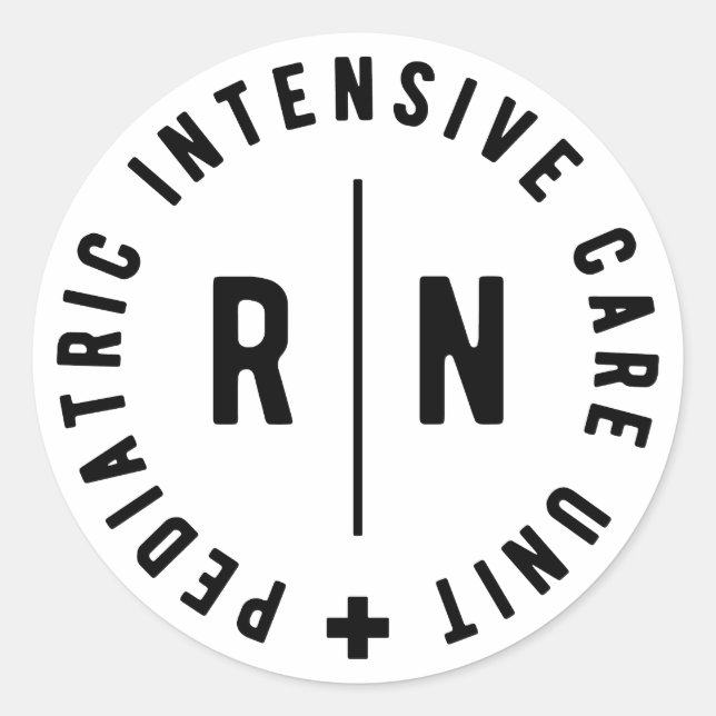 Pegatina Redonda Unidad de Cuidados Intensivos Pediátricos Enfermer (Anverso)