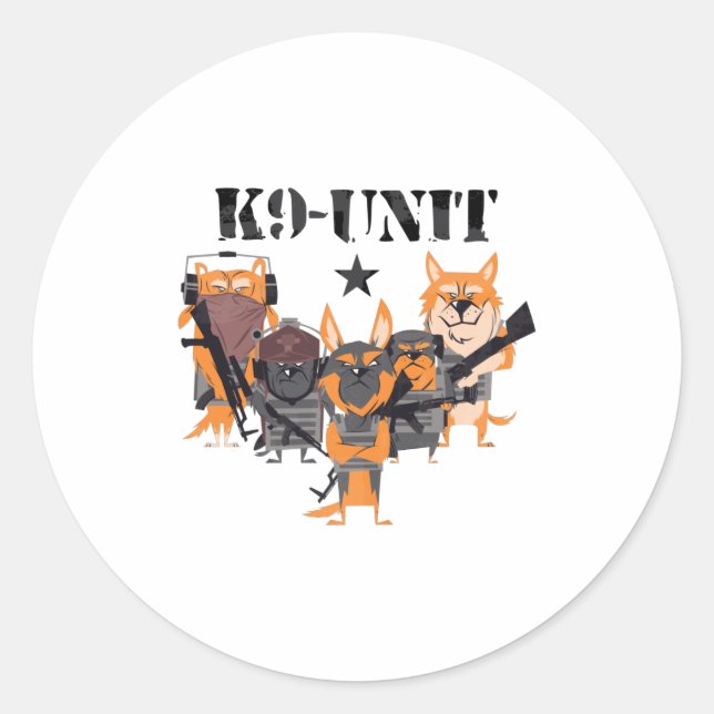 Pegatina Redonda Unidad de perro de la policía K9 (Anverso)