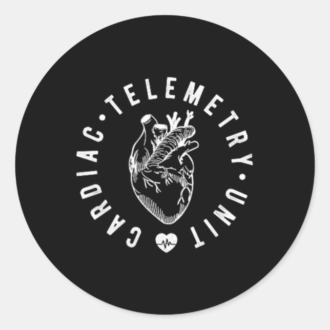 Pegatina Redonda Unidad de Telemetría Cardiaca Enfermera Cvicu Tele (Anverso)