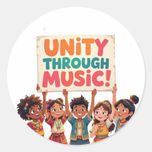 Pegatina Redonda Unidad mediante la música