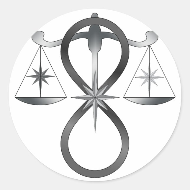 Pegatina Redonda Unidad religiosa Símbolo de Dios Pagan Monocromo (Anverso)