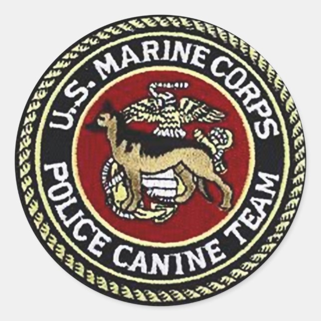 PEGATINA REDONDA UNIDAD USMC CANINE (Anverso)