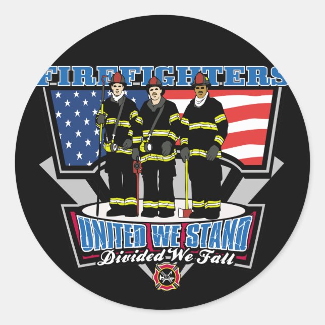 Pegatina Redonda Unidos luchamos contra los incendios (Anverso)