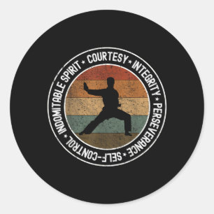 Pegatina Redonda Uniforme de Artes Marciales Cinco Principios de Ta
