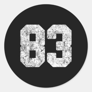 Pegatina Redonda Uniforme de jugador con Jersey número 83 blanco de
