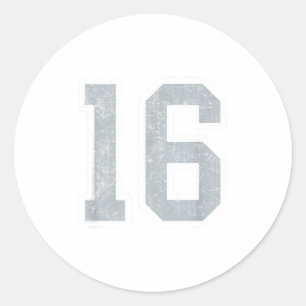 Pegatina Redonda Uniforme de jugador Jersey número 16 blanco platea