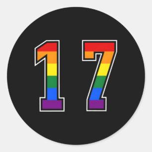 Pegatina Redonda Uniforme número 17 del equipo número arcoiris juni