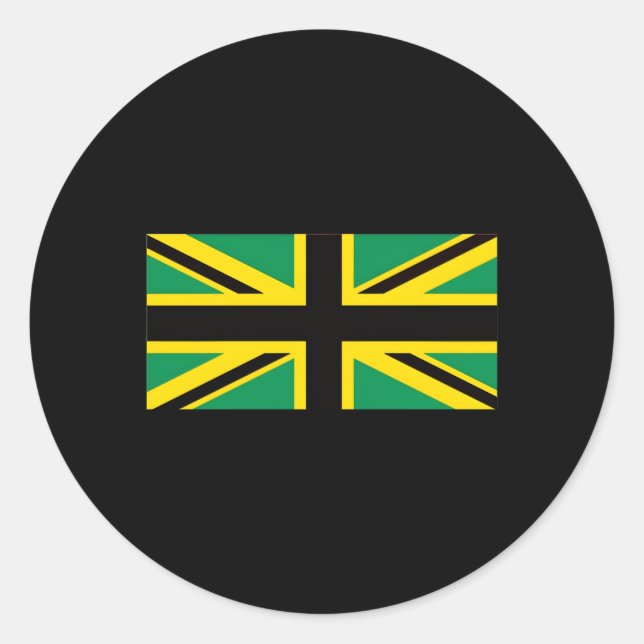 Pegatina Redonda Unión de Jamaica Jack Bandera Británica Jamaica (Anverso)