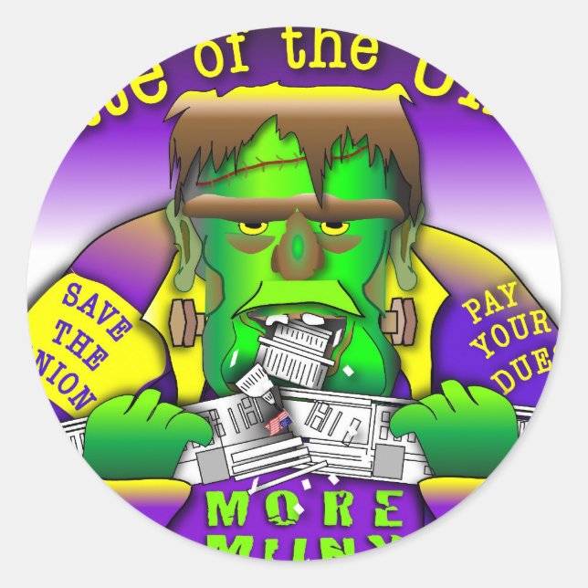 Pegatina Redonda Union Frankenstein (Anverso)