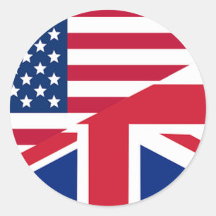 Pegatina Redonda Union Jack American Flag Pattern Stars Strips