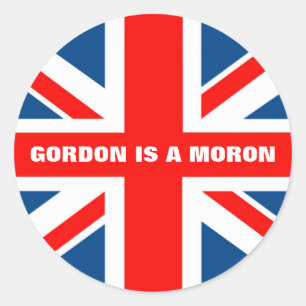 Pegatina Redonda Union Jack anti Gordon Brown