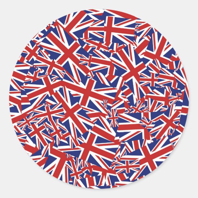 Pegatina Redonda Union Jack Collage (Anverso)