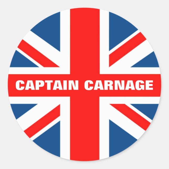 Pegatina Redonda Union Jack humorístico (Anverso)