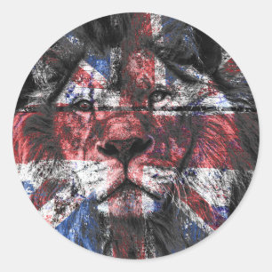 Pegatina Redonda Union Jack Lion