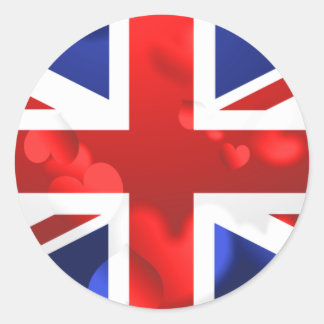 Pegatina Redonda Union Jack Love