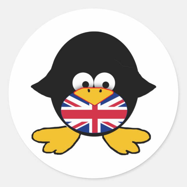 Pegatina Redonda Union Jack Penguin (Anverso)