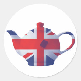 Pegatina Redonda Union Jack Teapot