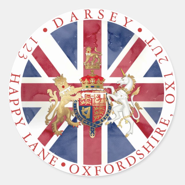 PEGATINA REDONDA UNION JACK WINDSOR INSIGNIA (Anverso)