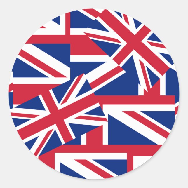 Pegatina Redonda Union Jacks Galore (Anverso)