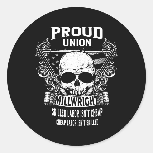 Pegatina Redonda Union Millwright (Anverso)