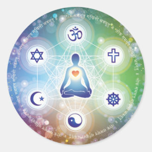 Pegatina Redonda Unión Universal - Que todos estén felices