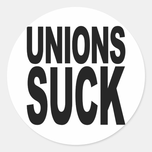 Pegatina Redonda Unions Suck (Anverso)