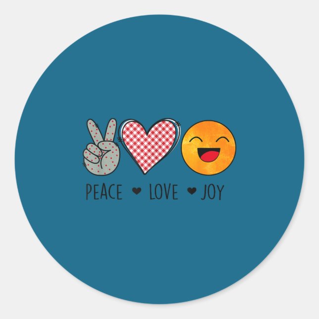Pegatina Redonda Unique Design Peace Love Joy Hapness Motivational  (Anverso)