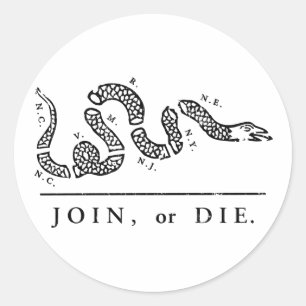 Pegatina Redonda Unirse O Morir - Libertario