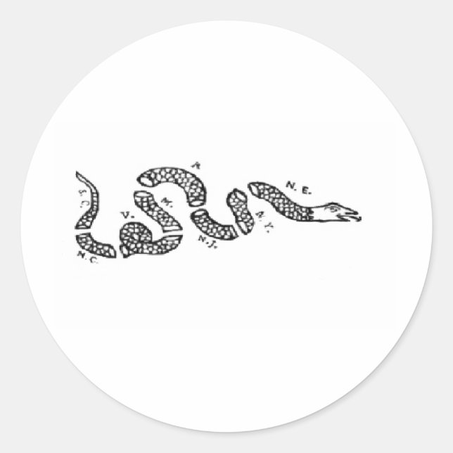 Pegatina Redonda Unirse O Morir serpiente (Anverso)