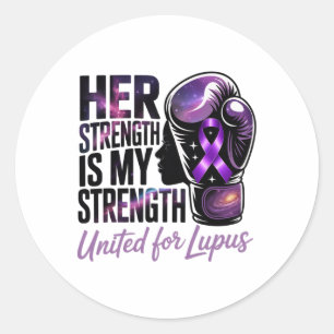 Pegatina Redonda United For Lupus Purple Awareness Ribbon Y Boxin