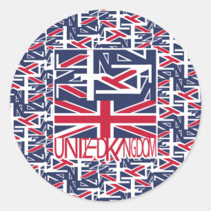 Pegatina Redonda United Kingdom UK flag BY MASANSER PIXELAT