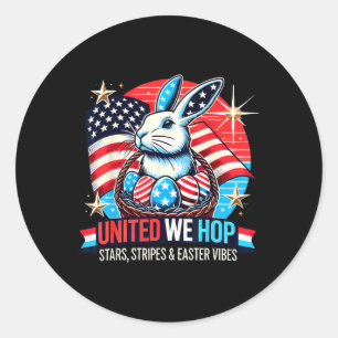 Pegatina Redonda United We Hop - Patriotic Easter Bunny Usa Pride