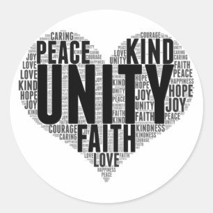 Pegatina Redonda Unity Wordcloud Be Kind Stop Bulling Naranja Unity