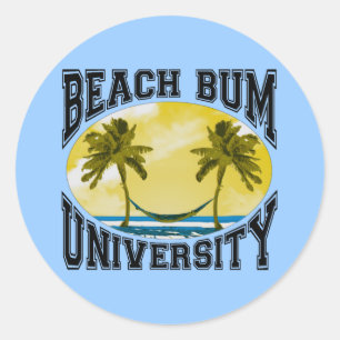 Pegatina Redonda Universidad Beach Bum