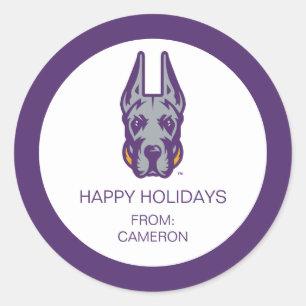 Pegatina Redonda Universidad de Albany Gran Cabeza de Mascota Dane