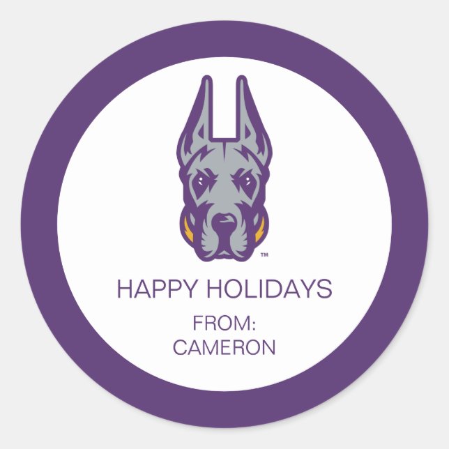 Pegatina Redonda Universidad de Albany Gran Cabeza de Mascota Dane (Anverso)